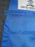 26/0300 vintage dege & skinner savile row bespoke grey / blue prince of wales check suit w/ 2 pair trs 44 long