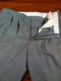 26/0300 vintage dege & skinner savile row bespoke grey / blue prince of wales check suit w/ 2 pair trs 44 long