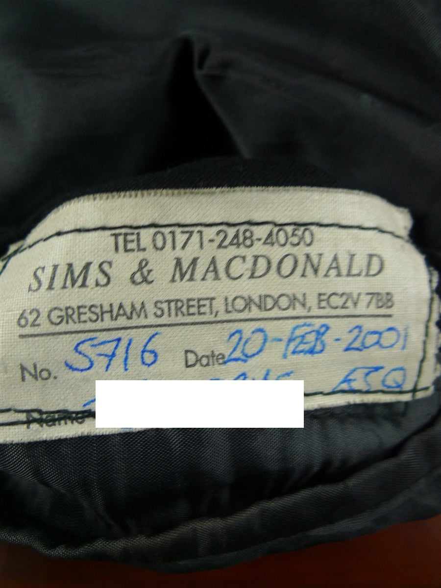 26/0360 sims & macdonald 2001 savile row bespoke grey wool & mohair suit 37 extra long