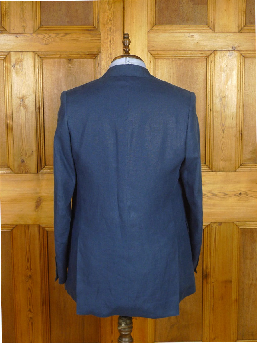 26/0351 immaculate 2014 gio genco mayfair italian bespoke blue linen 3-piece suit 42 short to regular