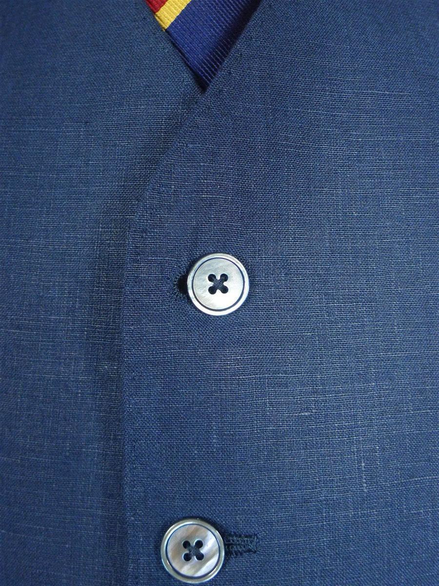 26/0351 immaculate 2014 gio genco mayfair italian bespoke blue linen 3-piece suit 42 short to regular