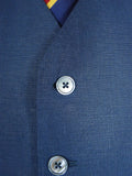 26/0351 immaculate 2014 gio genco mayfair italian bespoke blue linen 3-piece suit 42 short to regular