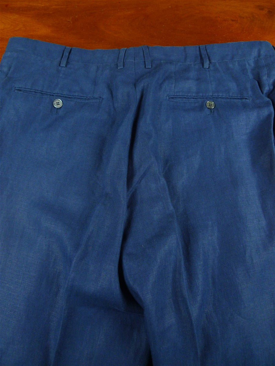 26/0351 immaculate 2014 gio genco mayfair italian bespoke blue linen 3-piece suit 42 short to regular