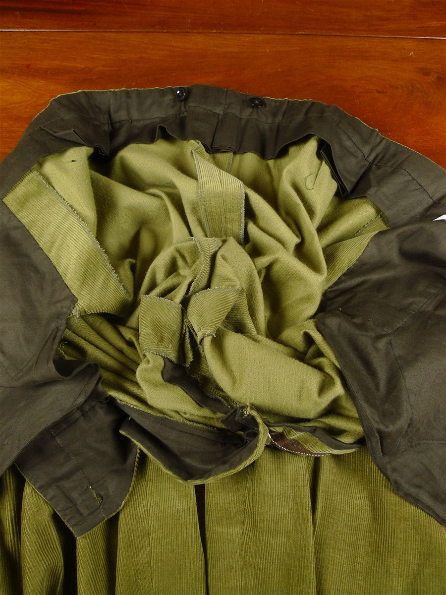 26/0352 immaculate fedro gaudenzi savile row bespoke khaki green / brown corduroy trouser 46 short