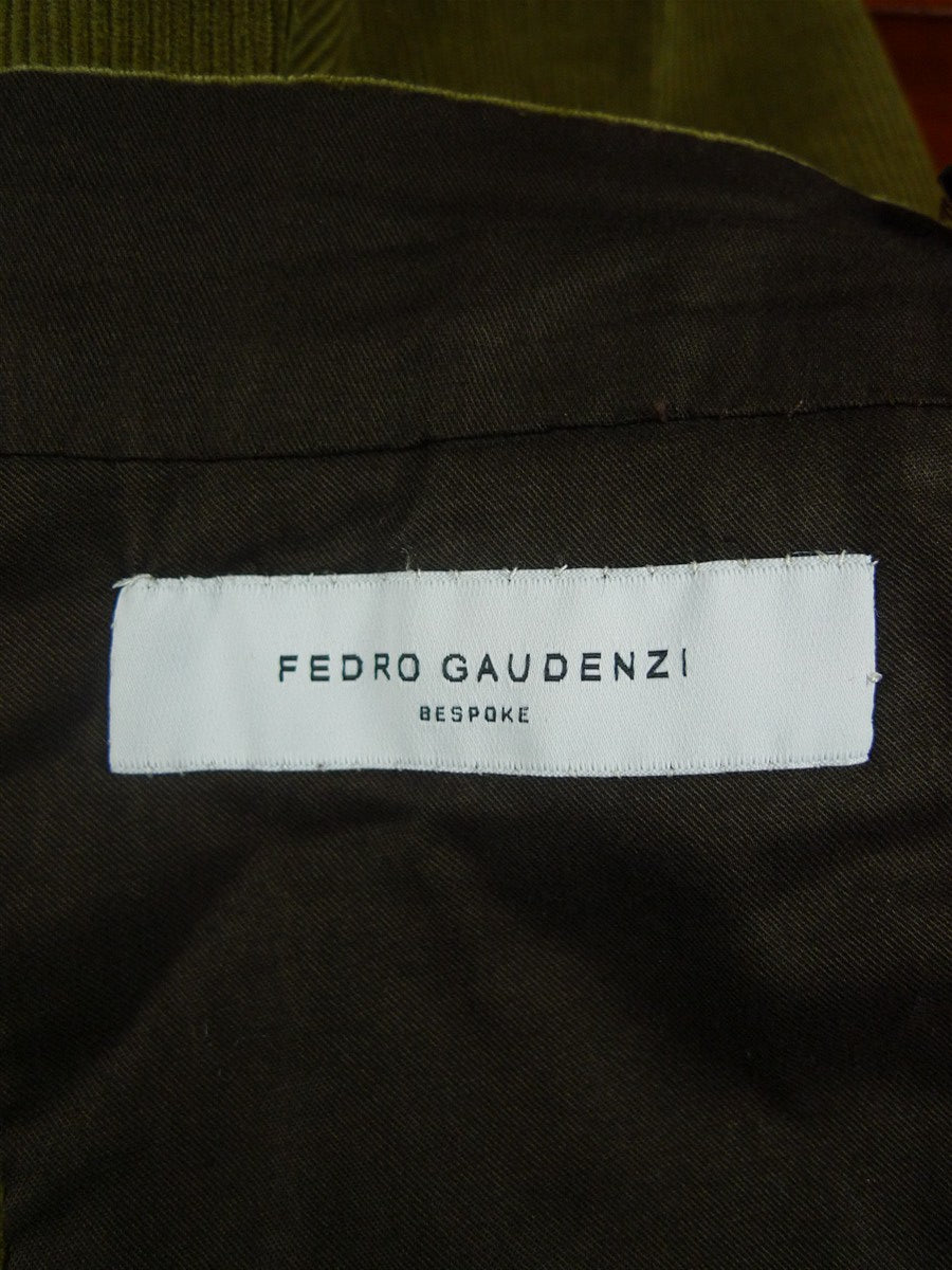26/0352 immaculate fedro gaudenzi savile row bespoke khaki green / brown corduroy trouser 46 short