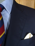 26/0347 immaculate gio genco mayfair italian bespoke super 150s & silk navy blue 3-piece suit 44 short