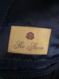 26/0347 immaculate gio genco mayfair italian bespoke super 150s & silk navy blue 3-piece suit 44 short