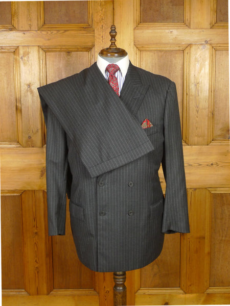 26/0348 maurice sedwell 2005 savile row bespoke grey rope-stripe wool & cashmere d/b suit 45 short