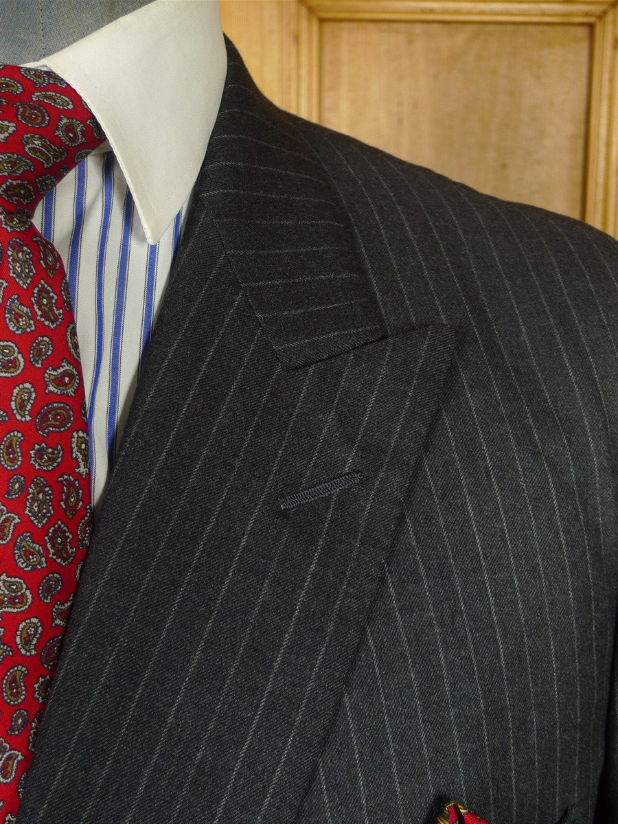 26/0348 maurice sedwell 2005 savile row bespoke grey rope-stripe wool & cashmere d/b suit 45 short