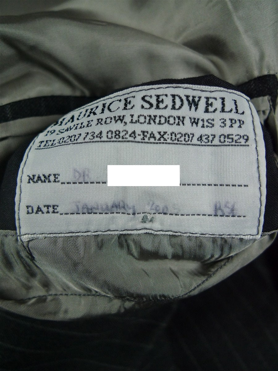 26/0348 maurice sedwell 2005 savile row bespoke grey rope-stripe wool & cashmere d/b suit 45 short