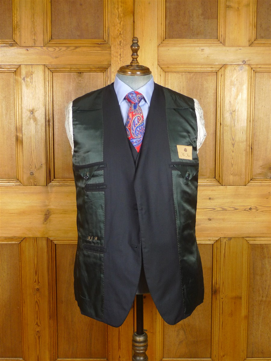 26/0372 immaculate gio genco mayfair italian bespoke navy blue super 150s luxury wool 3-piece suit 41 regular