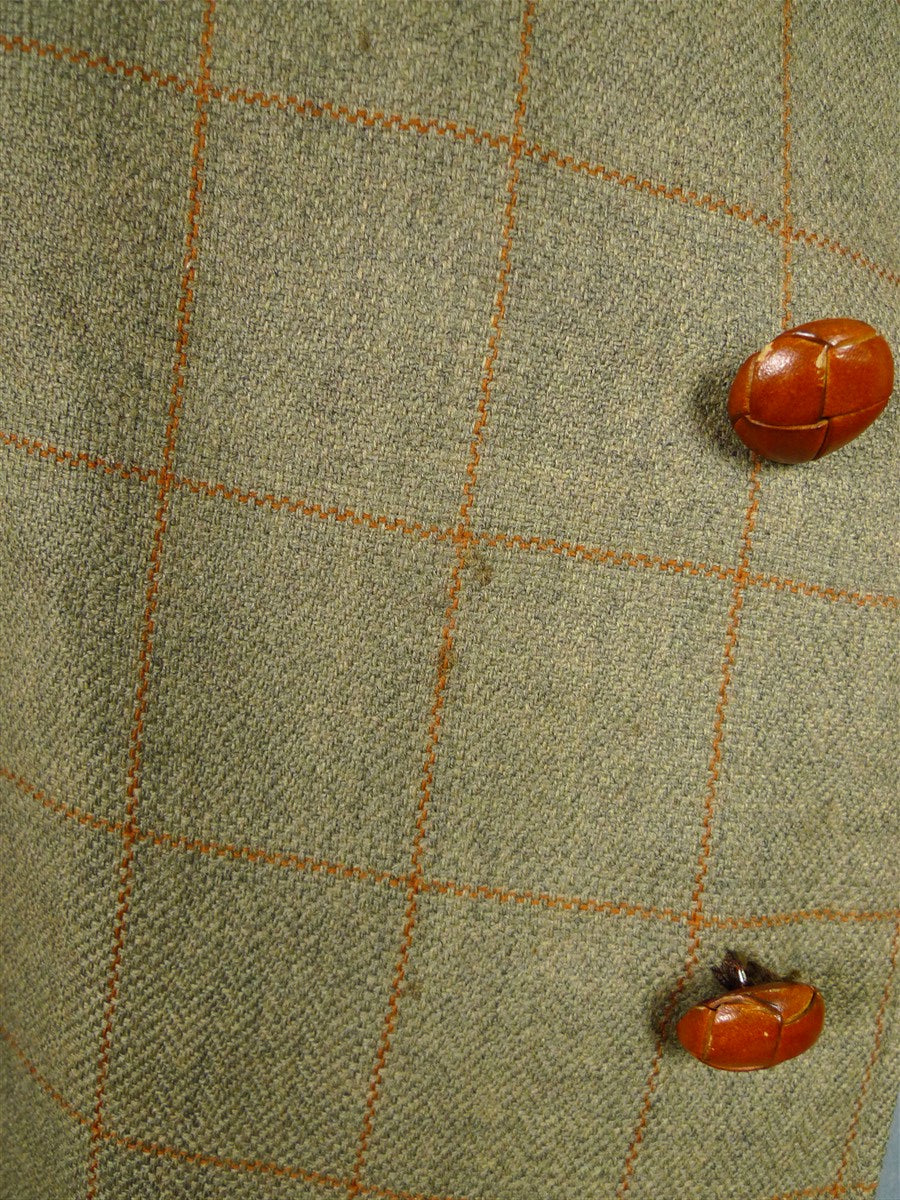 26/0380 luis herrera spanish bespoke green / amber wp check unstructured tweed jacket 40 short