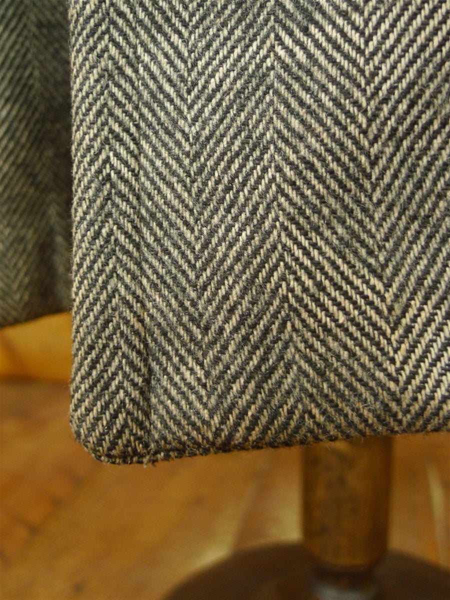26/0398 genuine 1940s vintage heavyweight grey herringbone tweed full-length overcoat coat 41-42