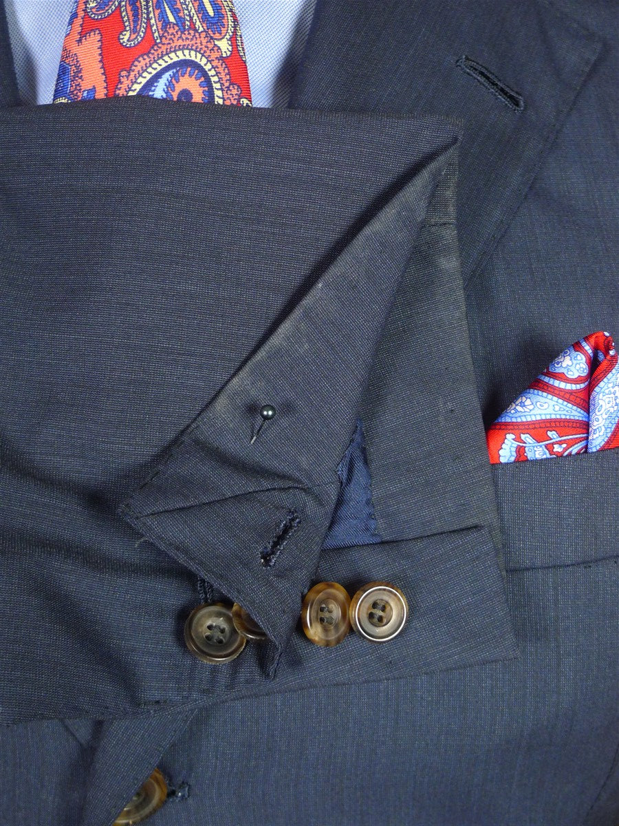 26/0389 lh napoli 2011 italian bespoke blue luxury wool suit w/ horn buttons 42-43 regular to long
