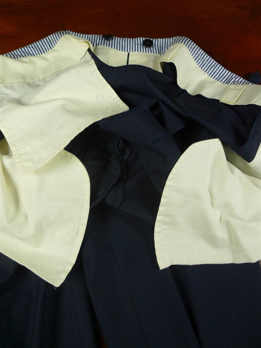 26/0389 lh napoli 2011 italian bespoke blue luxury wool suit w/ horn buttons 42-43 regular to long