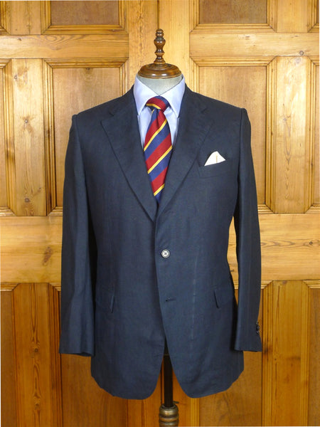 26/0383 immaculate gio genco mayfair italian bespoke dark blue linen jacket & waistcoat 42 regular