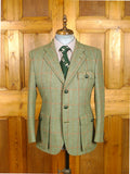 26/0393 near immaculate bladen supasax green / red wp check norfolk style tweed sports jacket 38 short