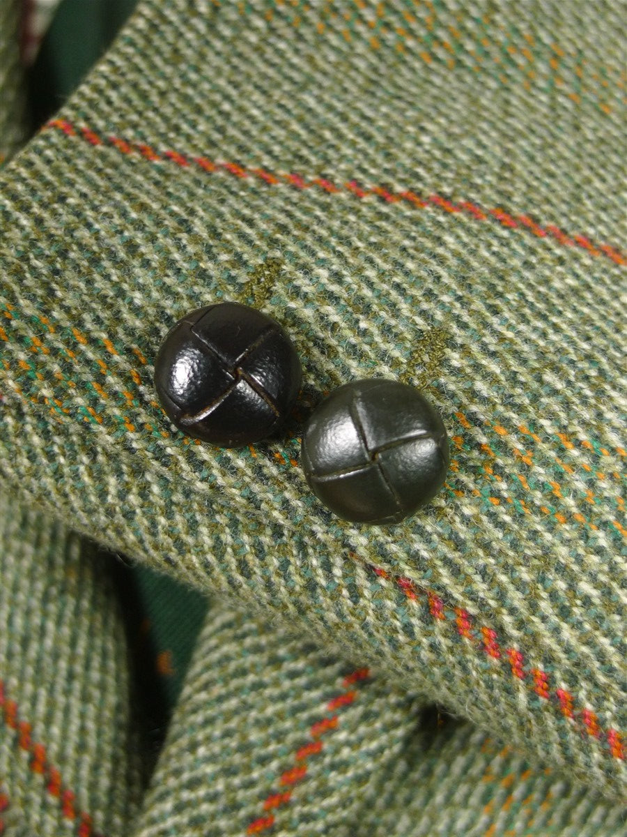 26/0393 near immaculate bladen supasax green / red wp check norfolk style tweed sports jacket 38 short