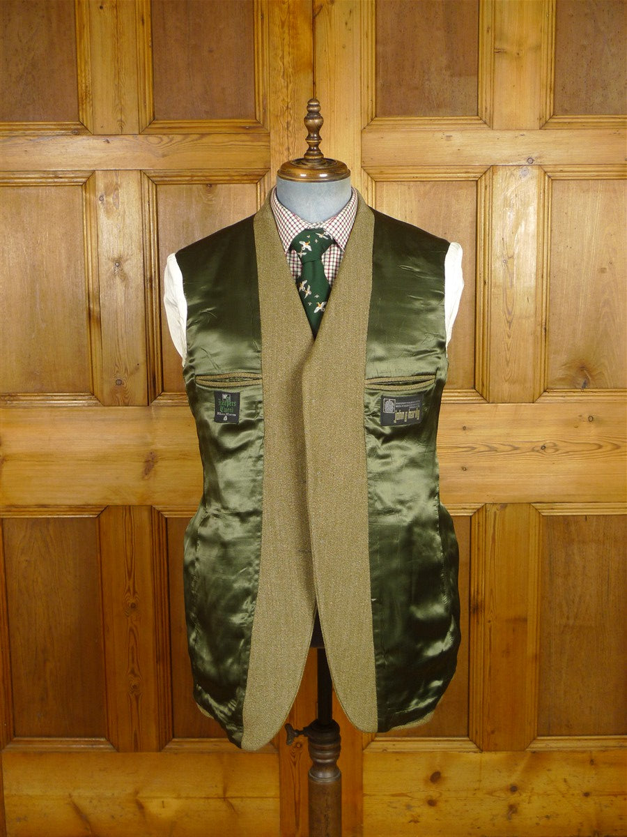 26/0414 immaculate john g hardy heavyweight green keepers tweed hacking jacket w/ ghillie collar 40-41 long