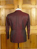 26/0423 wonderful 1967 vintage cyril castle savile row bespoke burgundy red silk dinner / smoking jacket 40 short