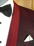 26/0423 wonderful 1967 vintage cyril castle savile row bespoke burgundy red silk dinner / smoking jacket 40 short