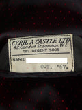 26/0423 wonderful 1967 vintage cyril castle savile row bespoke burgundy red silk dinner / smoking jacket 40 short