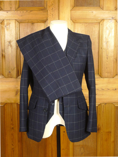 26/0431 vintage lord john carnaby street boutique blue wp check 3-piece wool suit 32-33 regular