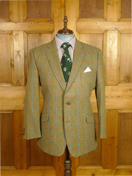 26/0439 mint khaki / blue & amber wp check donegal tweed jacket (rrp £450) 46 regular