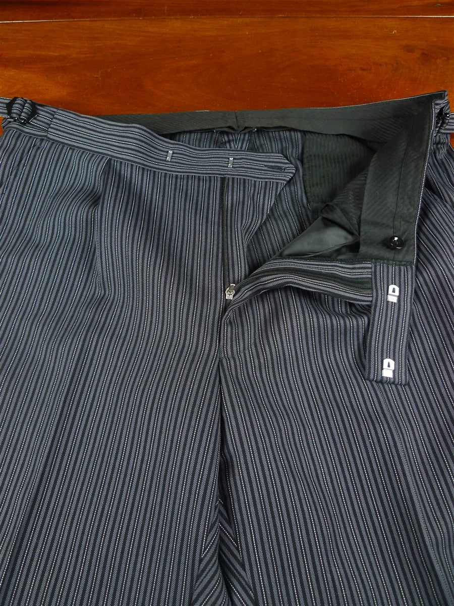 26/0464 immaculate magee masonic black herringbone waistcoat & 'cashmere stripe' morning trouser suit 44-45 regular