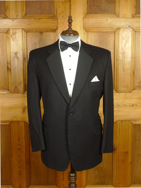 26/0446 immaculate welsh & jefferies savile row bespoke heavyweight black barathea wool dinner jacket w/ grosgrain facings 46 regular