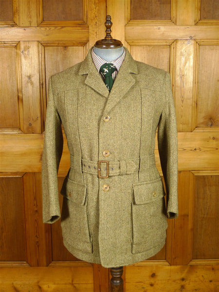 26/0461 superb vintage heavyweight immaculate twill tweed norfolk gamekeeper shooting jacket w/ ghillie collar 41-42
