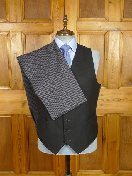 26/0464 immaculate magee masonic black herringbone waistcoat & 'cashmere stripe' morning trouser suit 44-45 regular
