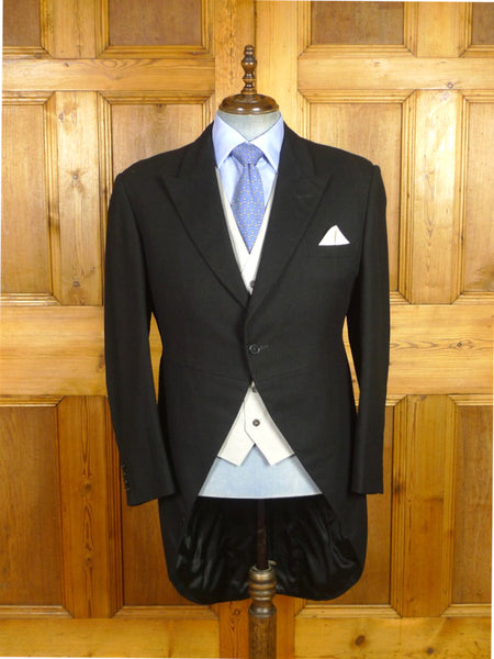 26/0469 vintage 1950s 1960s london tailor black herringbone wool morning coat 42 regular