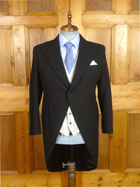 26/0473 vintage 1950s tailor made black wool morning coat 39 short