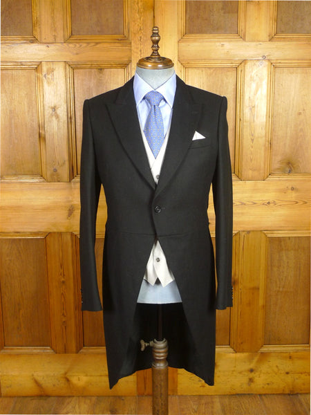 26/0474 vintage german tailor made black wool morning coat 38 long