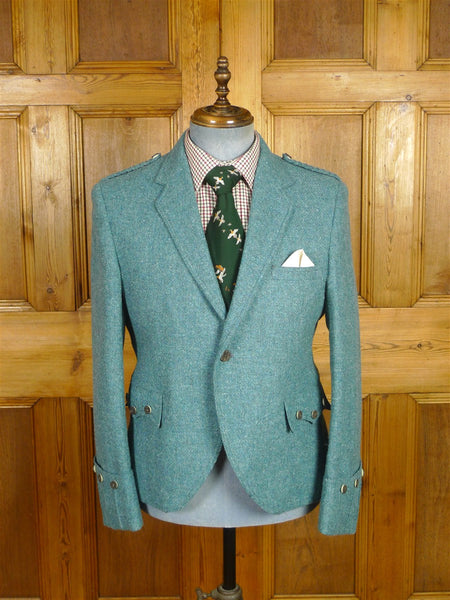 26/0479 immaculate vintage blue tweed kilt jacket w/ staghorn buttons 40 regular