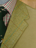 26/0465 immaculate vintage british green wp check tweed shooting vest waistcoat w/ suede facings 40-42