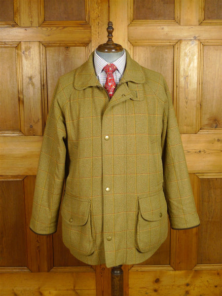 26/0467 immaculate stewart christie edinbirgh khaki wp check tweed shooting coat jacket 44-46