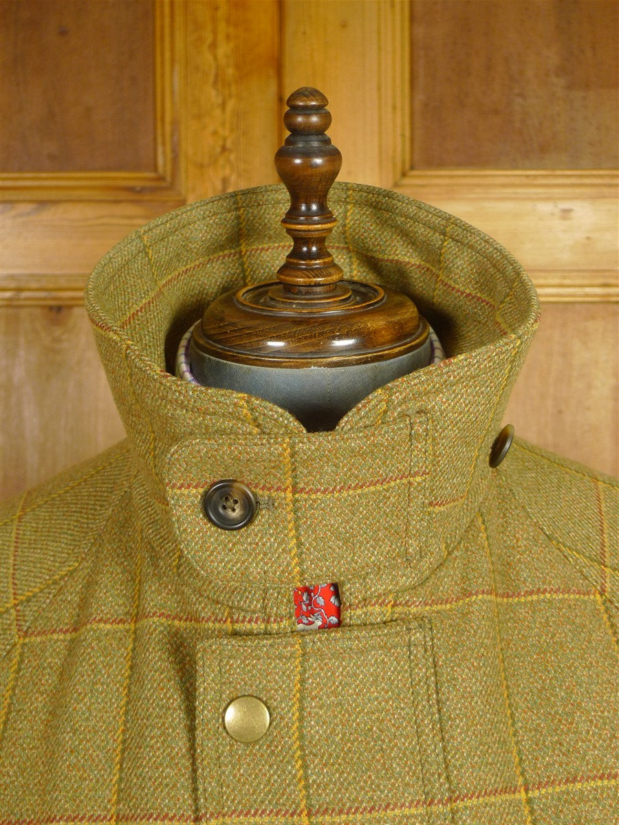 26/0467 immaculate stewart christie edinbirgh khaki wp check tweed shooting coat jacket 44-46