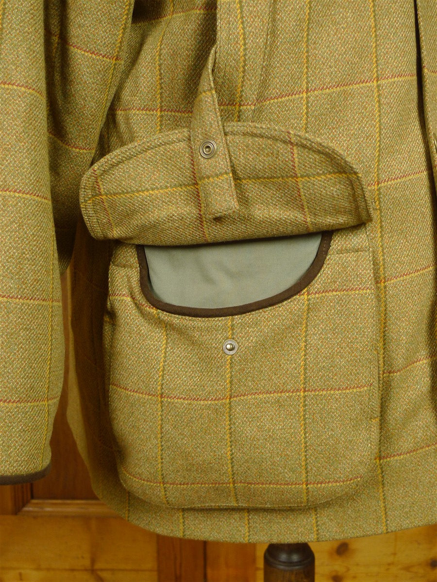 26/0467 immaculate stewart christie edinbirgh khaki wp check tweed shooting coat jacket 44-46