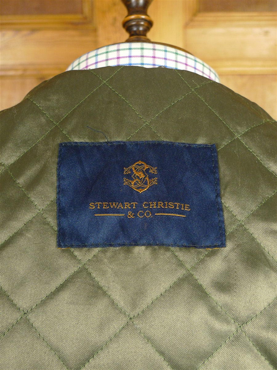 26/0467 immaculate stewart christie edinbirgh khaki wp check tweed shooting coat jacket 44-46