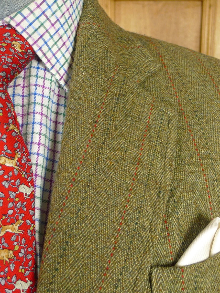26/0487 vintage british heavyweight green derby tweed 3-piece shooting suit - jacket / 2 pair breeks - 42 regular to long