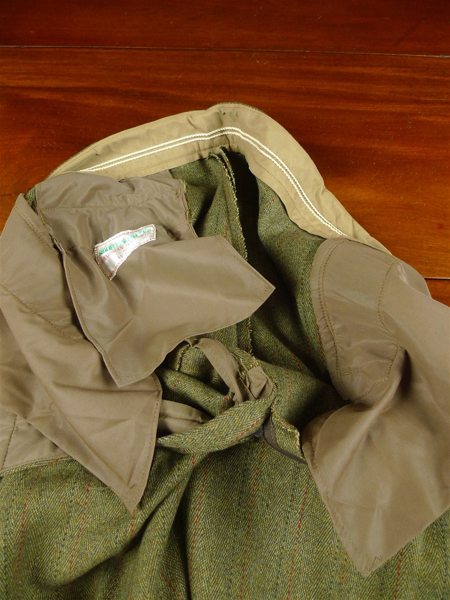 26/0487 vintage british heavyweight green derby tweed 3-piece shooting suit - jacket / 2 pair breeks - 42 regular to long