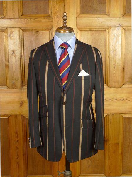 26/0484 immaculate nearly new daks london black / brown stripe boating blazer jacket 40 regular