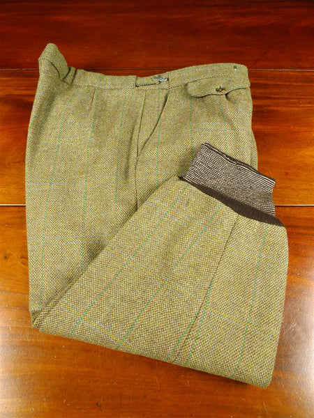 26/0488 vintage british extra-heavyweight green wp check tweed shooting breeks 38