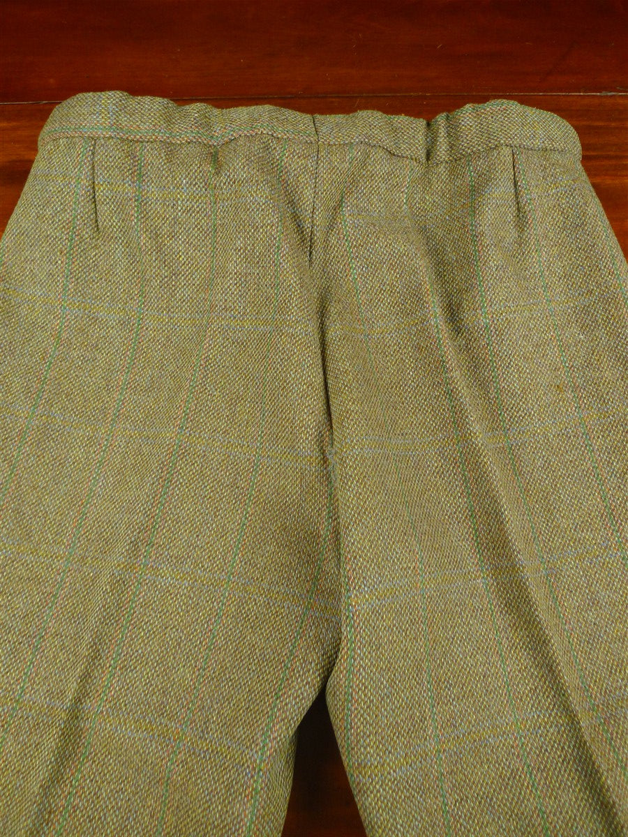 26/0488 vintage british extra-heavyweight green wp check tweed shooting breeks 38