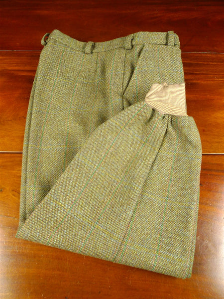 26/0489 immaculate haggart of aberfeldy extra-heavyweight green wp check tweed shooting breeks 34