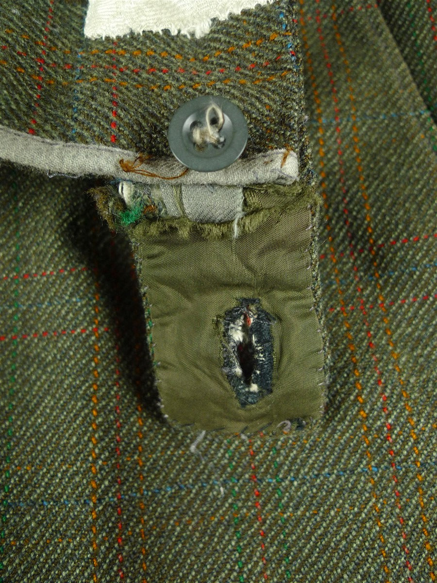 26/0491 vintage bespoke tailor heavyweight dark green / amber wp check tweed shooting breeks 36