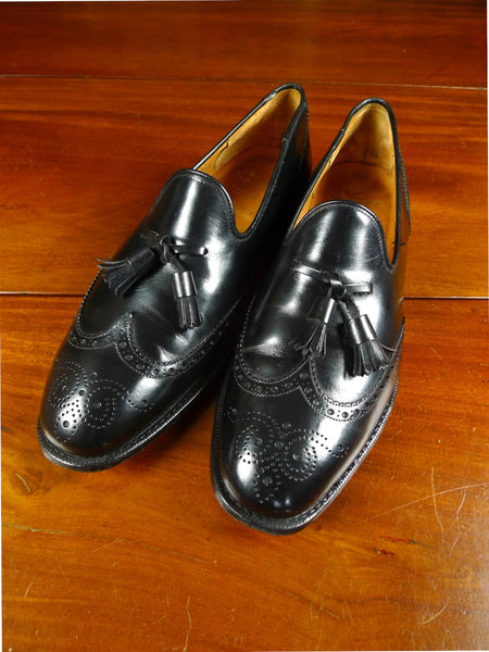 26/0341 church's custom grade black 'madison' wing-tip brogue tassel loafer shoe uk 8.5 f