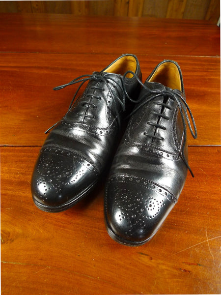 26/0081 edward green custom grade black leather brogue shoe uk 7.5